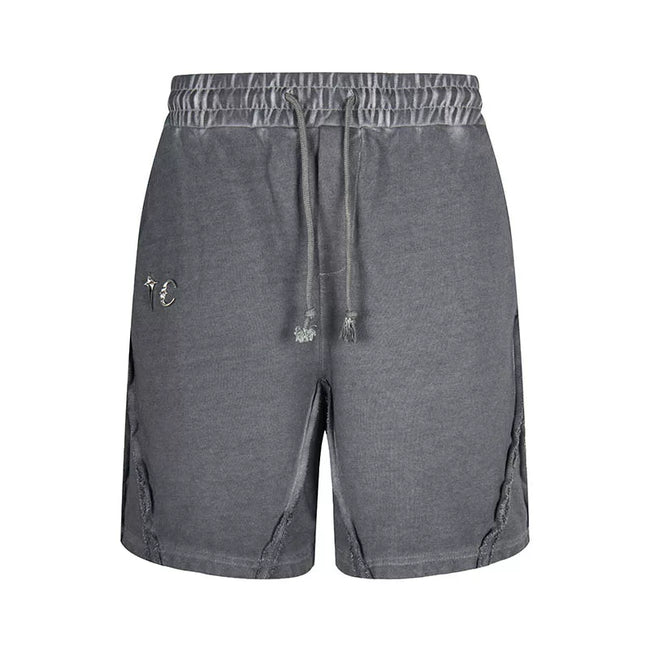 Thug Club Grey Vintage Washed Raw Seam Sweat Shorts, Unisex Hover Image