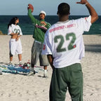 Broken Planet 22 Cropped Mesh Football Jersey, White Retro Oversized Short Football Tee