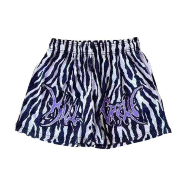 Killcrew Black and White Zebra Print Athletic Shorts Hover Image