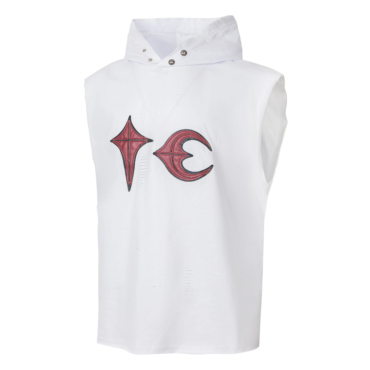 Thug Club White Distressed Sleeveless Hooded Vest, Unisex