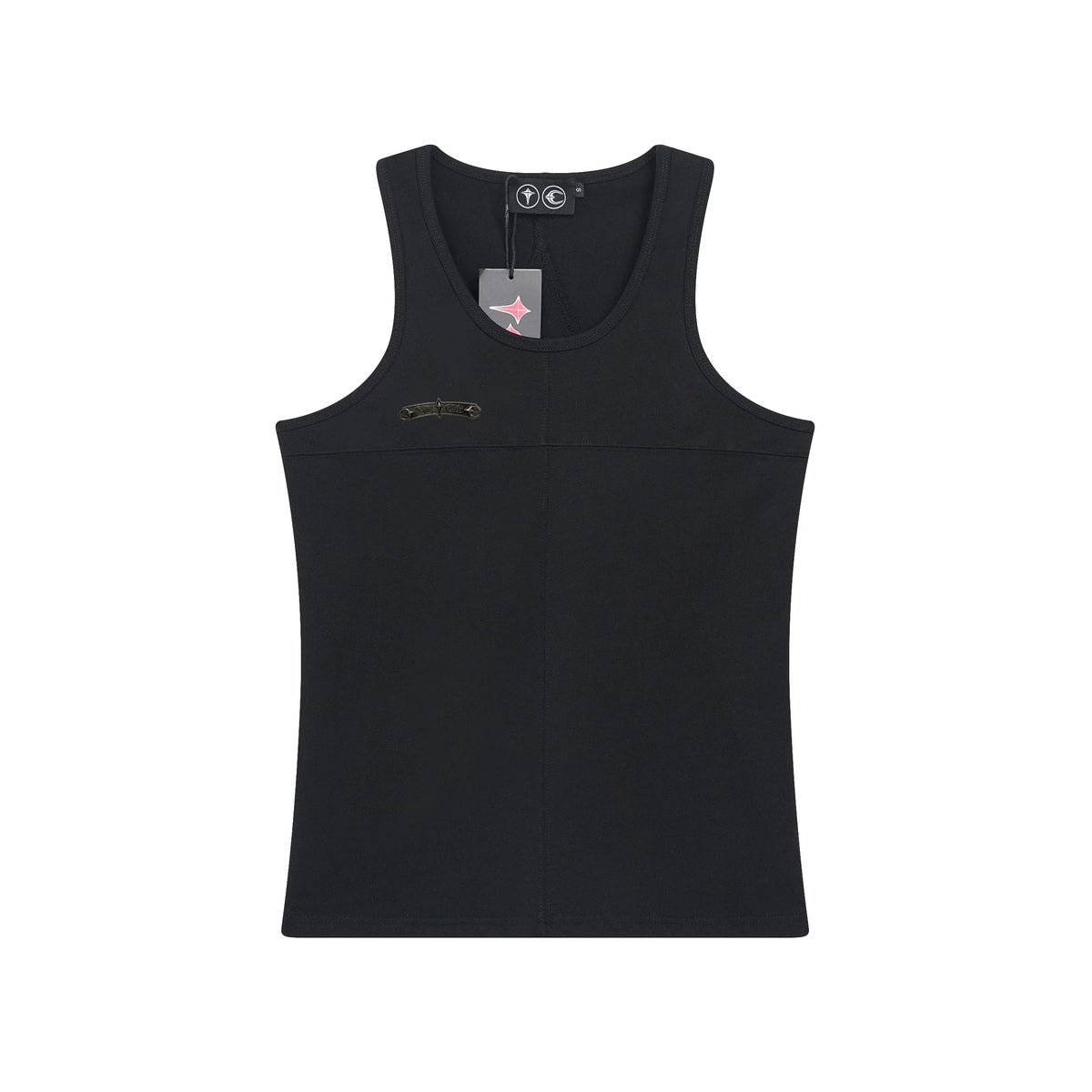 Thug Club Metal Buckle U-Neck Tank Top, Y2K Gothic Sleeveless Vest