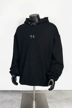 Thug Club Black Metal Star Moon Logo Oversized Hoodie, Unisex