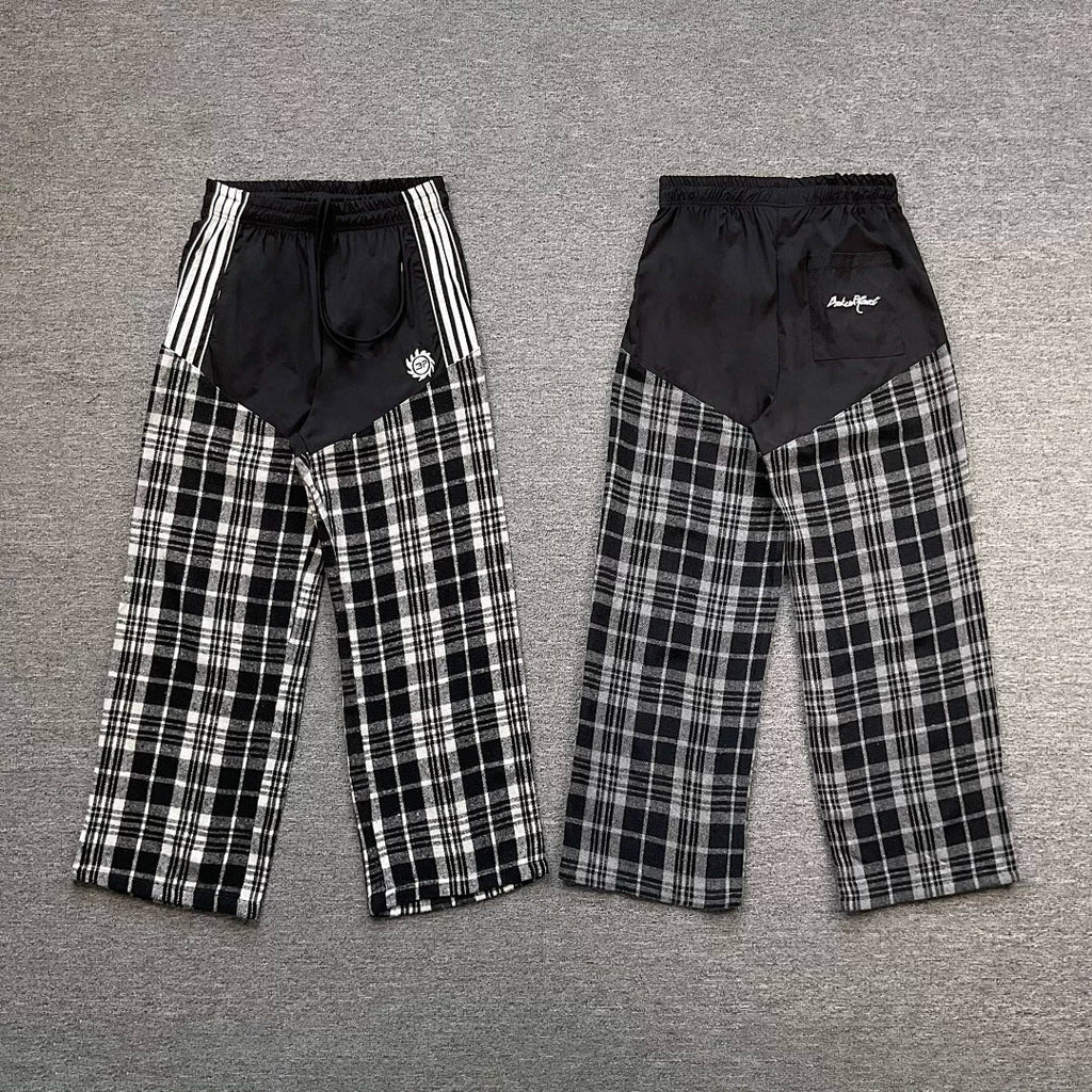Broken Planet Plaid Patchwork Wide Leg Pants‑2 Colors