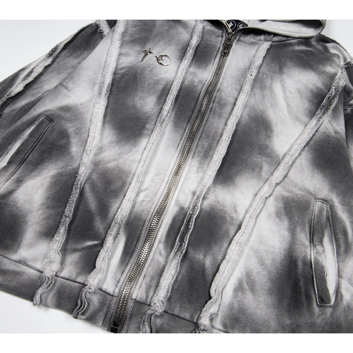 Thug Club Tie Dye Raw Seam Zip Cropped Hoodie, Unisex