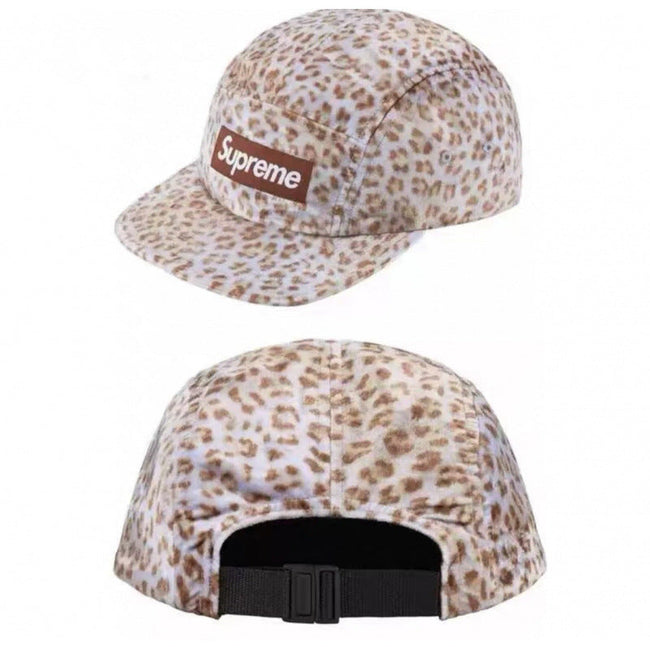 Supreme White Leopard Print 5-Panel Box Logo Camp Cap Hover Image