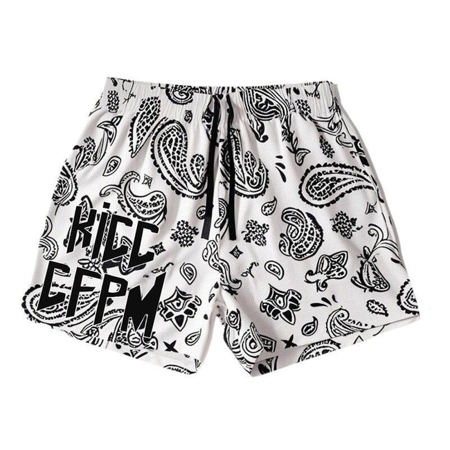 Killcrew White and Black Paisley Print Athletic Shorts Hover Image