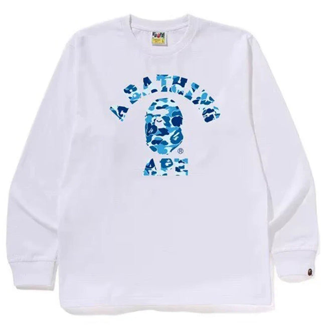 BAPE Style Arch Logo Camo Ape Head Long-Sleeve Tee - White/Blue Hover Image
