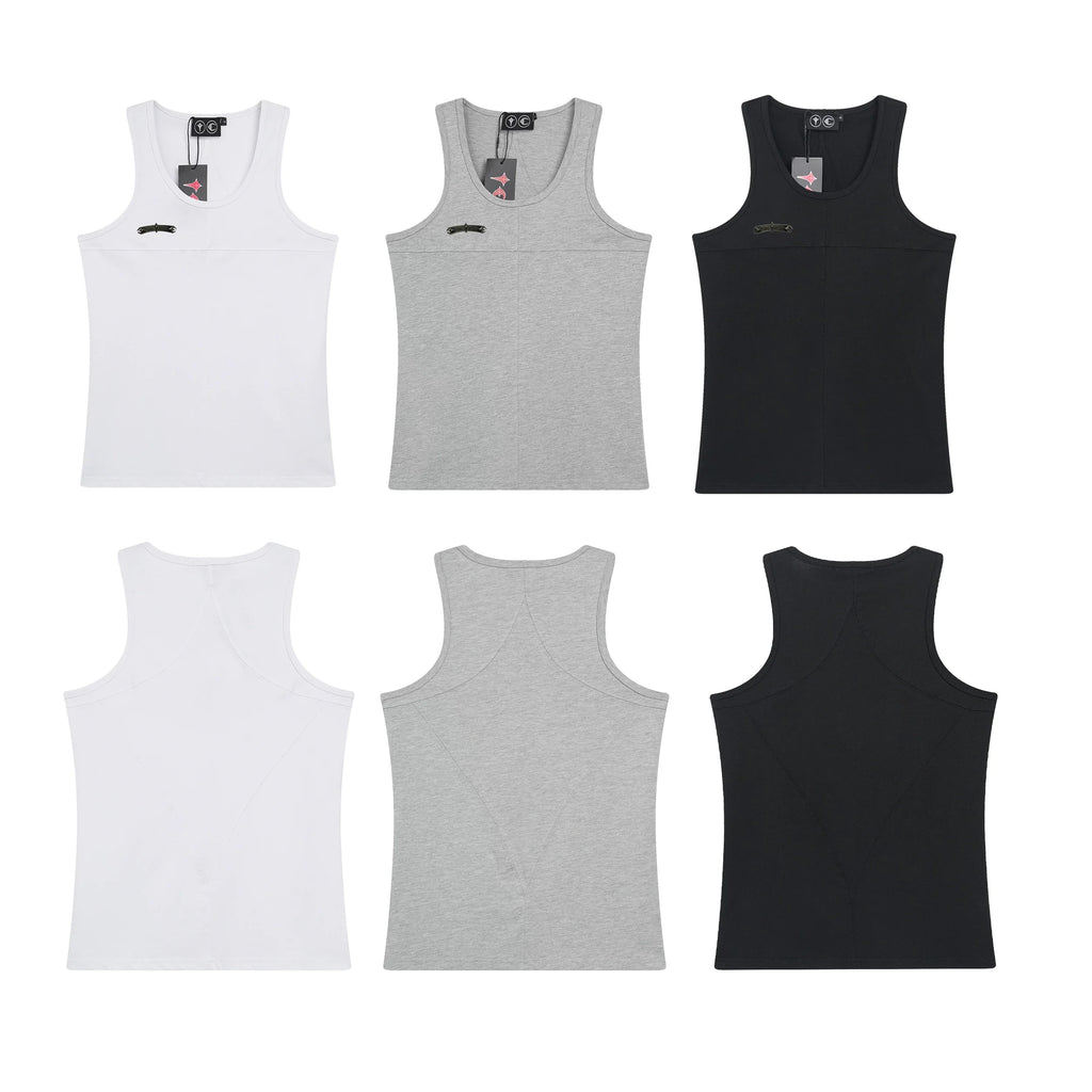 Thug Club Metal Buckle U-Neck Tank Top, Y2K Gothic Sleeveless Vest