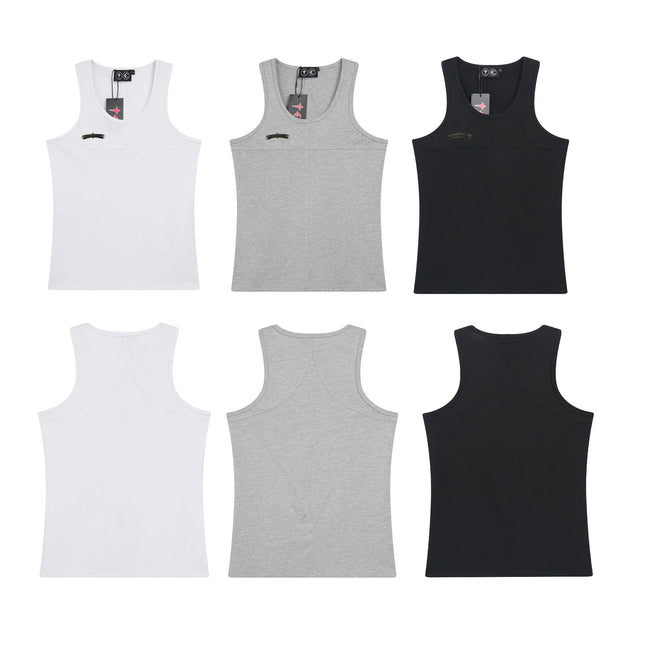 Thug Club Metal Buckle U-Neck Tank Top, Y2K Gothic Sleeveless Vest Hover Image