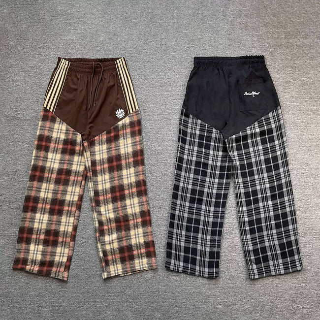 Broken Planet Plaid Patchwork Wide Leg Pants‑2 Colors Hover Image