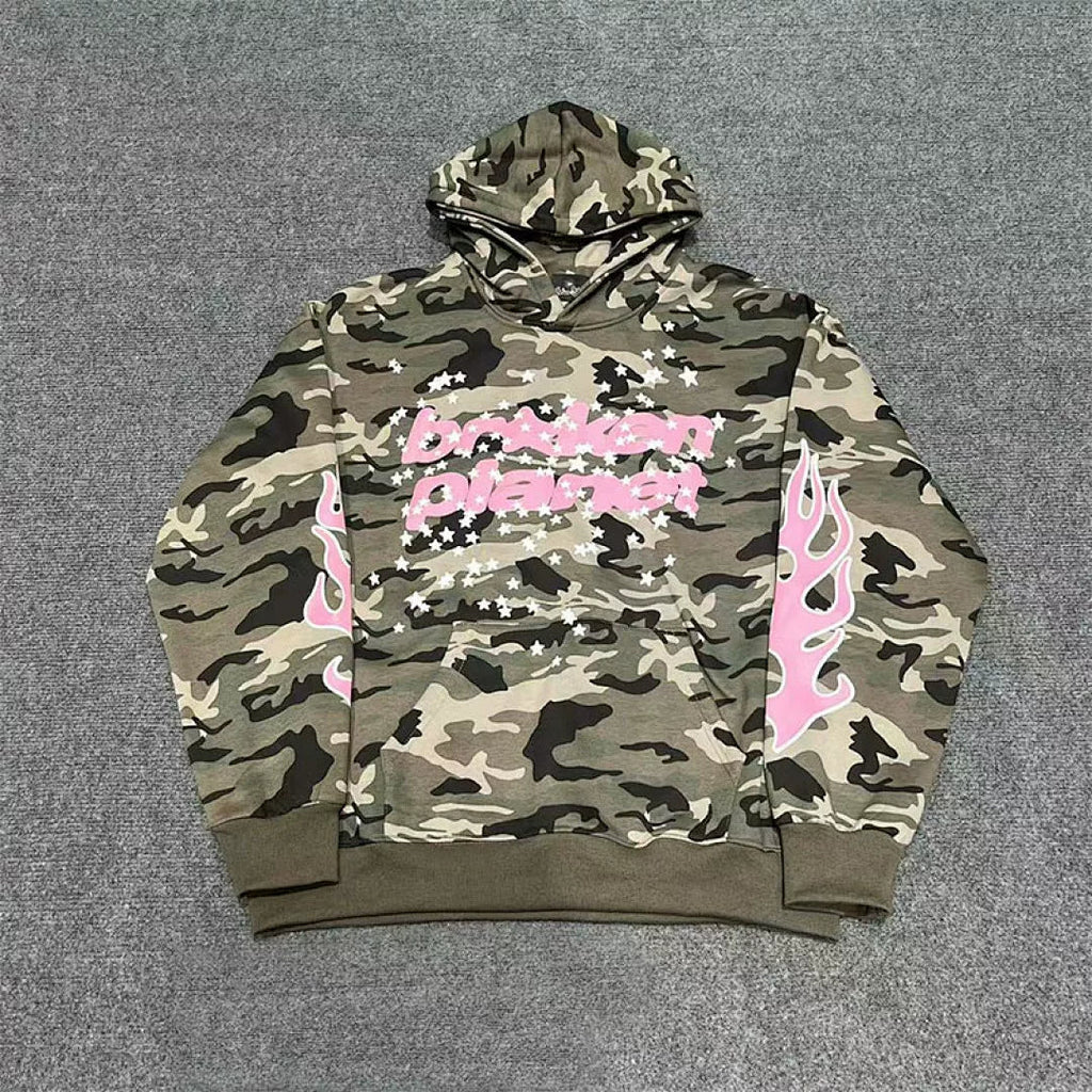 Broken Planet Pink Flame Star Allstars Hoodie - 2 Colors Available