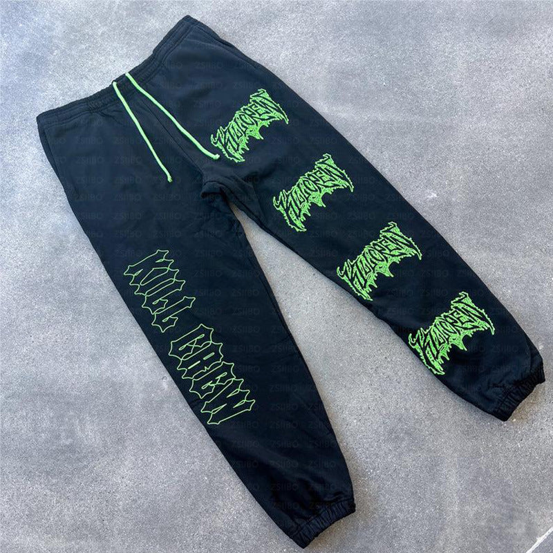 Killcrew Graphic Black and Neon Green Sweatpants