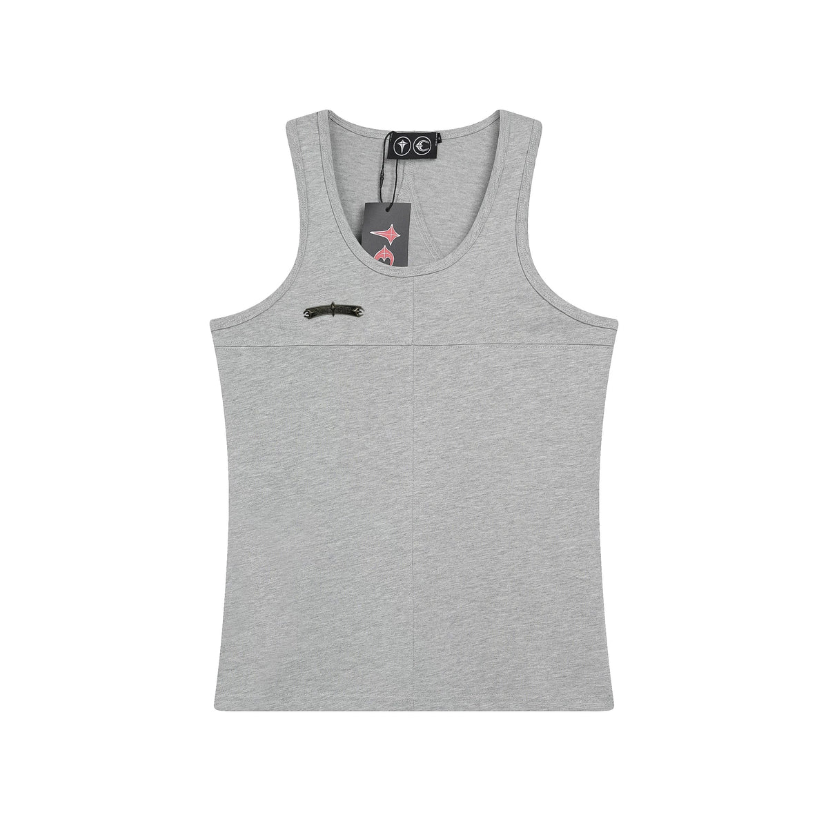 Thug Club Metal Buckle U-Neck Tank Top, Y2K Gothic Sleeveless Vest
