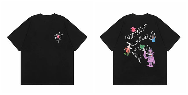 ASSC short sleeved American high street hip-hop fashion brand summer unisex loose cotton casual couple letter T-shirt (33) Hover Image
