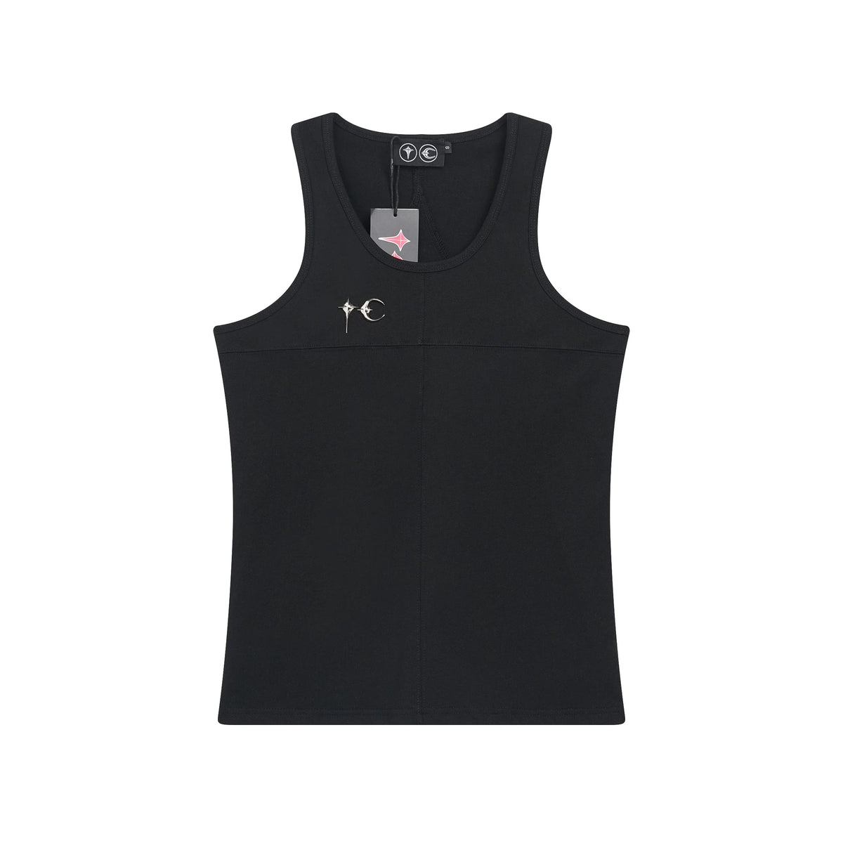 Thug Club Metal TC Logo U-neck Tank Top, Y2K Gothic Sleeveless Vest