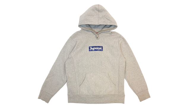 Supreme Bandana Box Logo Hoodie Heather Grey (FW19) (P) Main Image