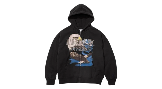 Supreme MM6 Maison Margiela Eagle Zip Up Hooded Sweatshirt Black Hover Image