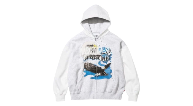 Supreme MM6 Maison Margiela Eagle Zip Up Hooded Sweatshirt White/Grey Hover Image