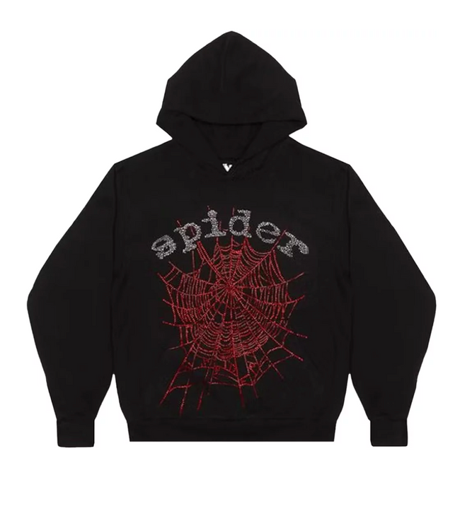 Sp5der OG Rhinestone Hoodie Black Hover Image