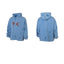 Thug Club Blue Vintage Washed Distressed Star Moon Embroidery Oversized Hoodie, Unisex