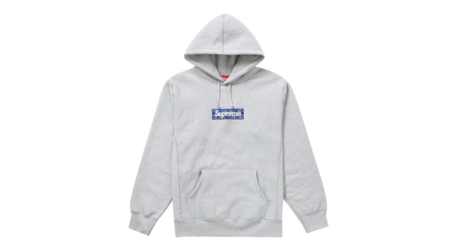 Supreme Bandana Box Logo Hoodie Heather Grey (FW19) (P) Hover Image