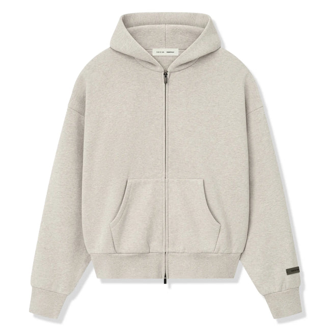 Fear Of God Essentials Classic Heather Stone Zip-Up Hoodie (SS25) Hover Image